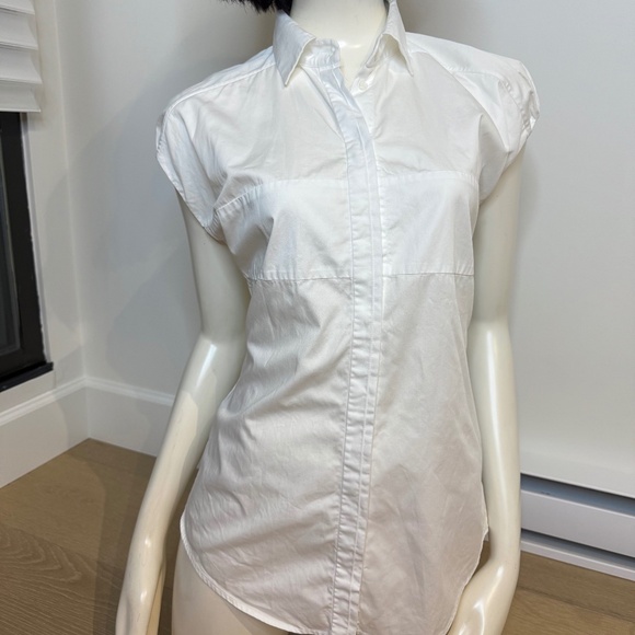Boss Hugo Boss White Cotton, Short Sleeve Button-Up Blouse - Picture 1 of 5